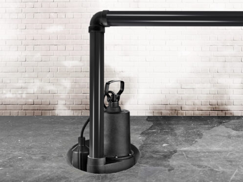 Sump pump in a basement